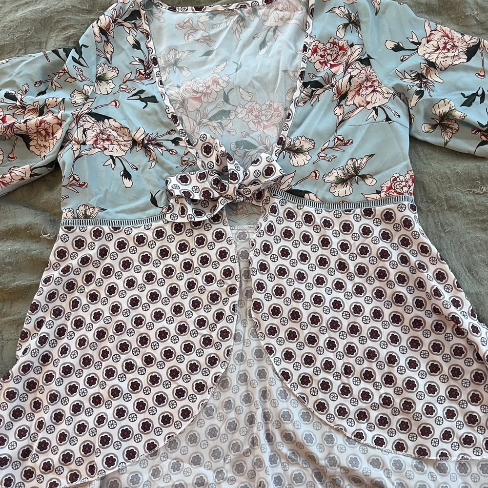Unbranded Women’s Boho Floral Front Tie Kimono Size Small Cottagecore Fairy
